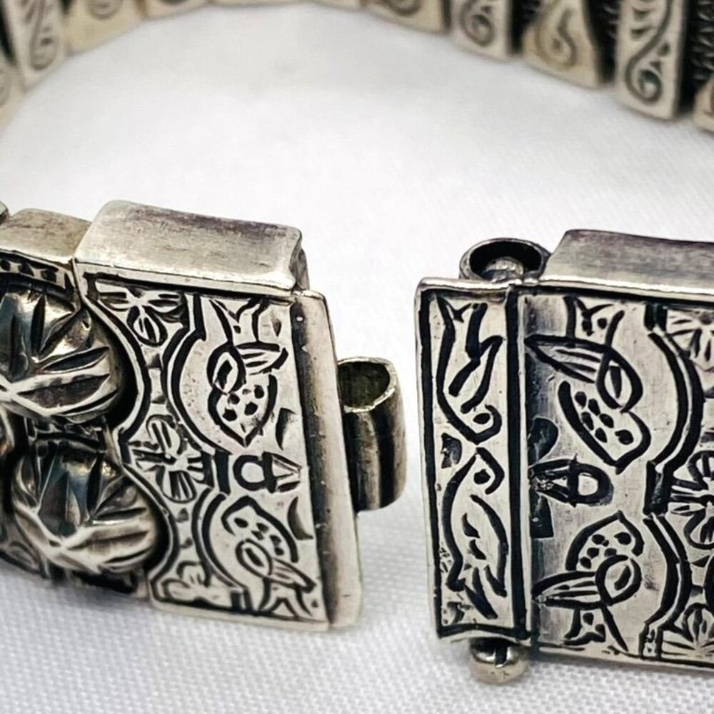 SOLD!! Konstantino Sterling Silver Turquoise Panel Links Bracelet 6.75" - Picture 9 of 16